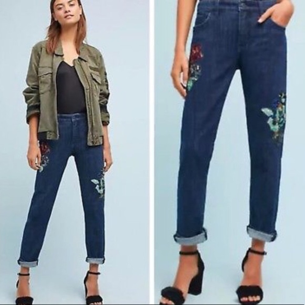 Pilcro Letterpress Sequin Slim Boyfriend Jeans